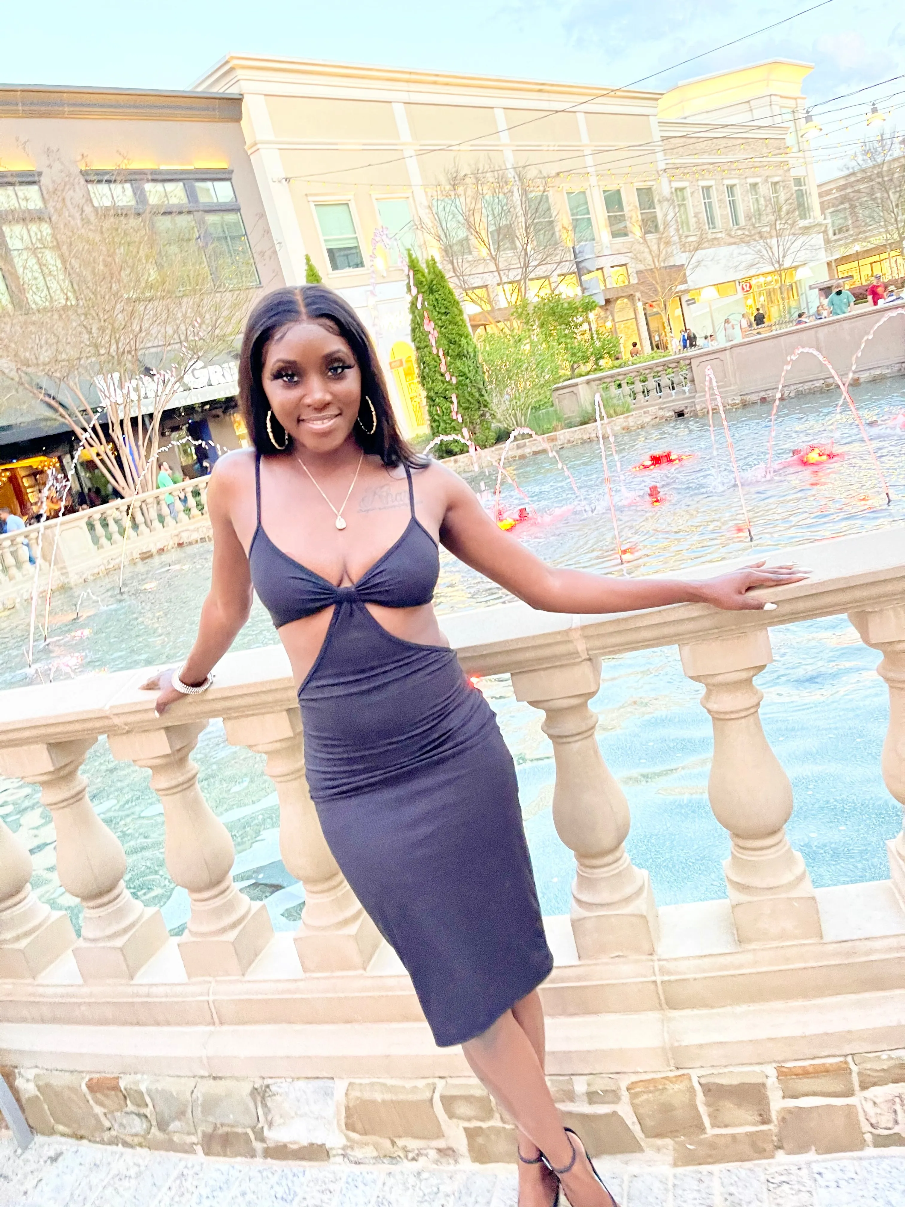 Bellagio Ribbed Side Cut Dress | Black