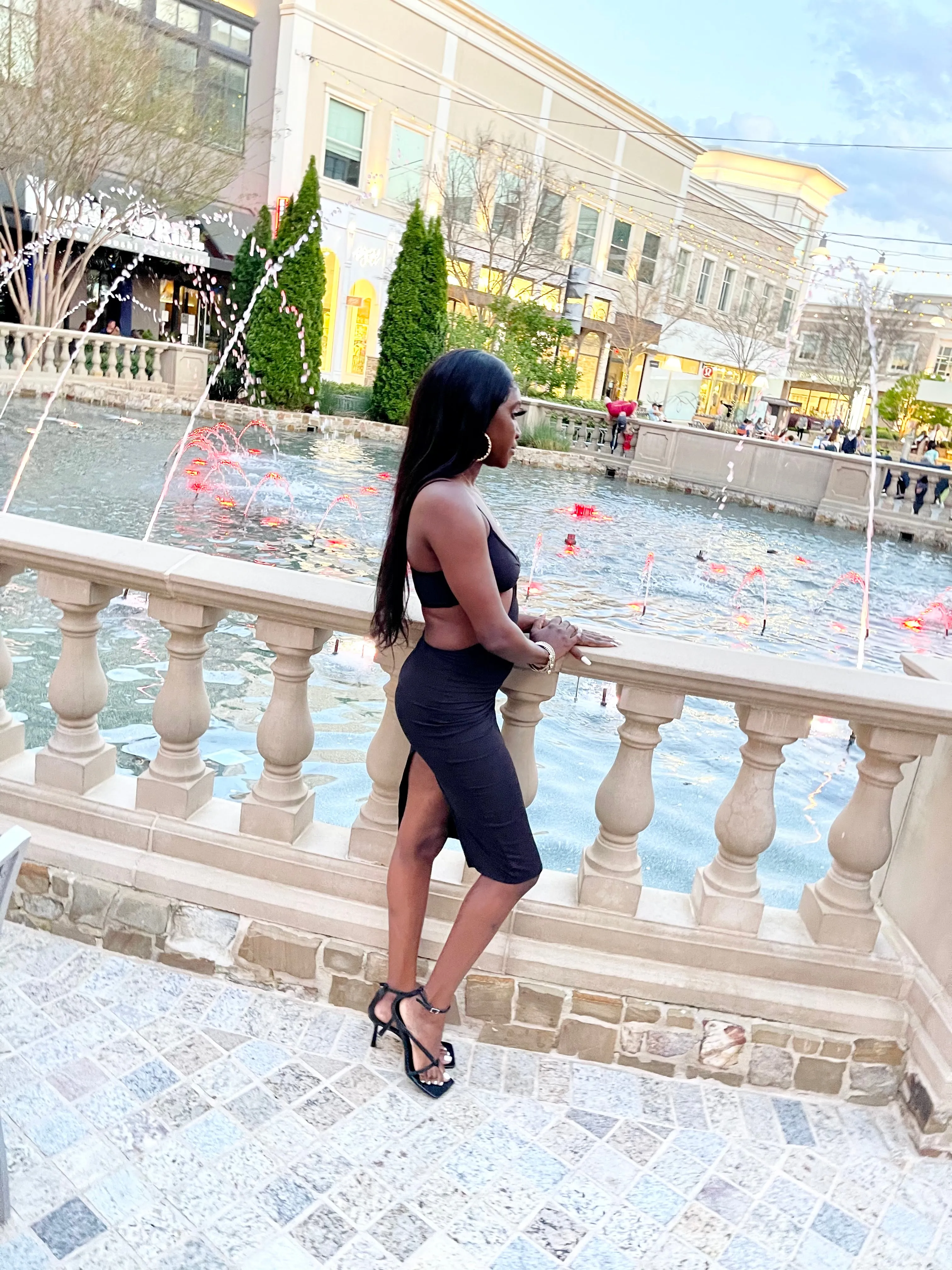 Bellagio Ribbed Side Cut Dress | Black