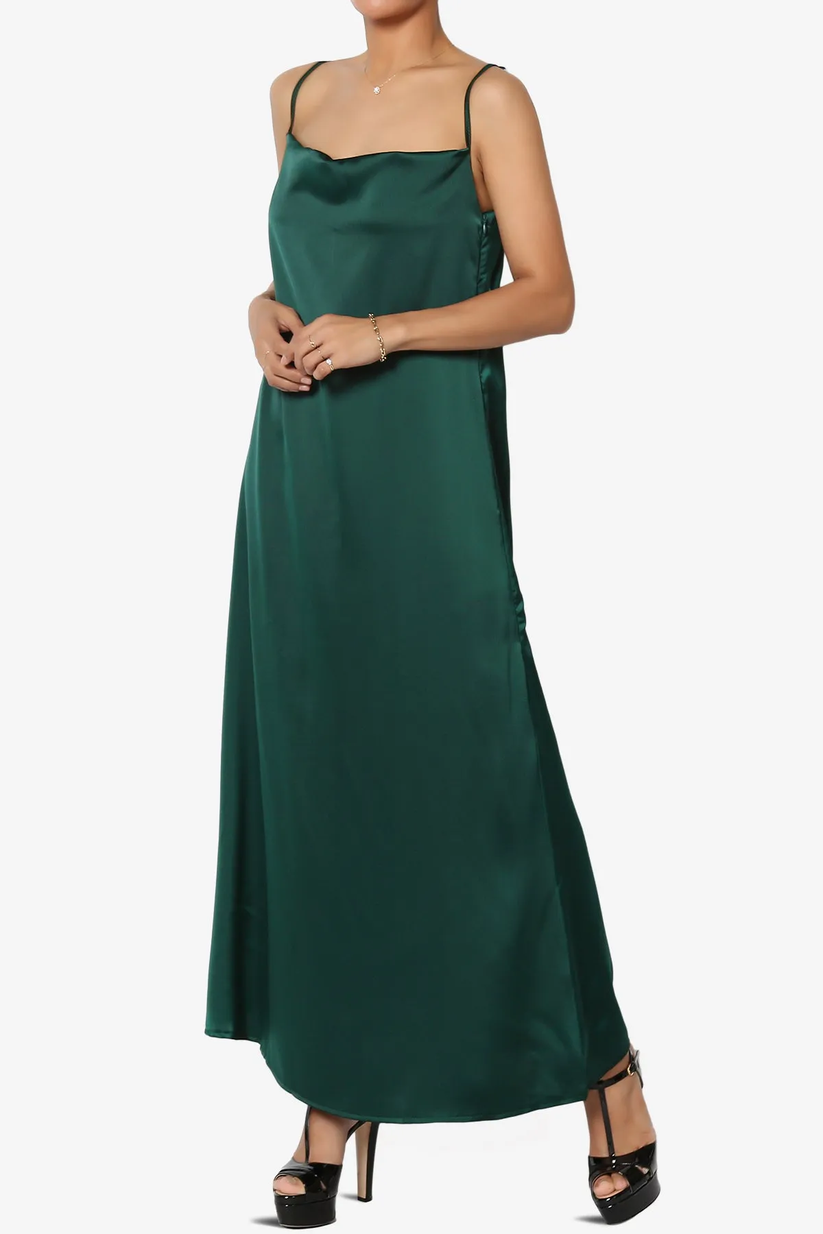 Berkleigh Cowl Neck Satin Slip Long Dress