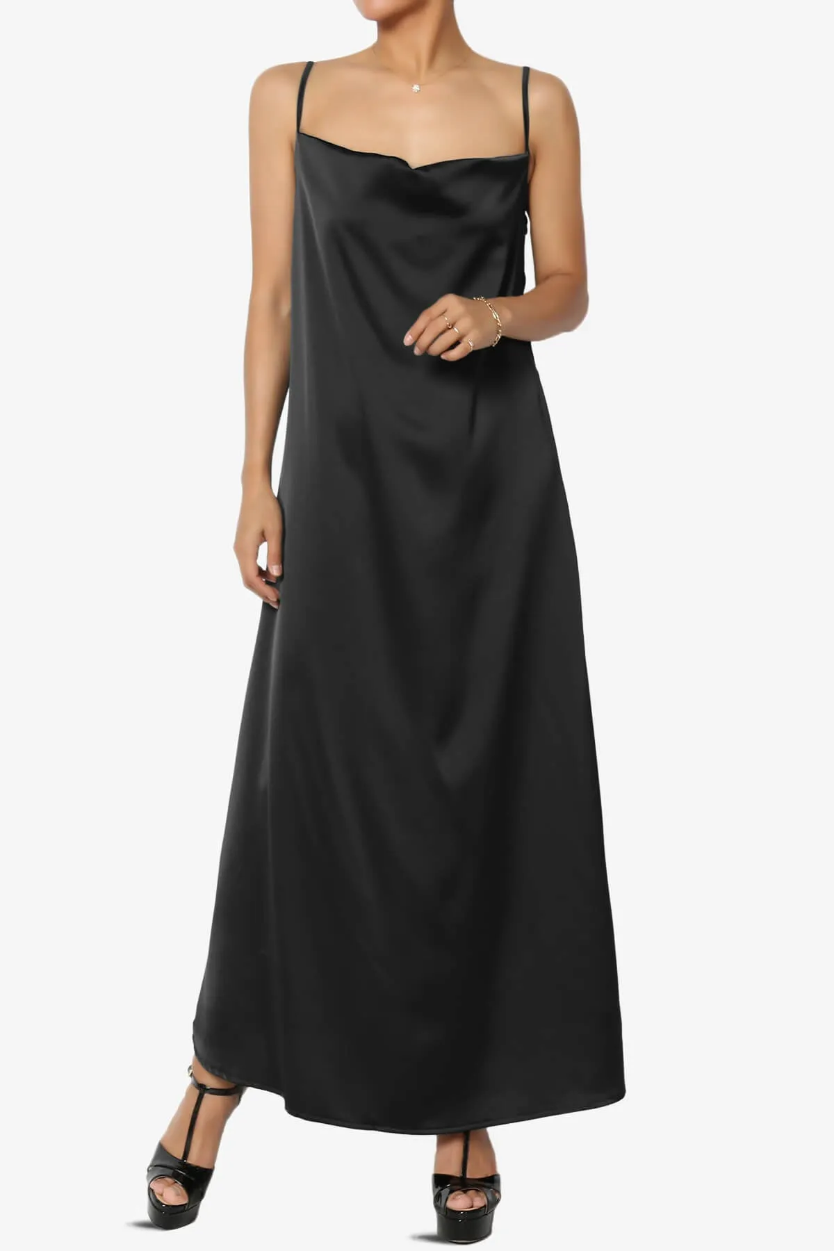 Berkleigh Cowl Neck Satin Slip Long Dress