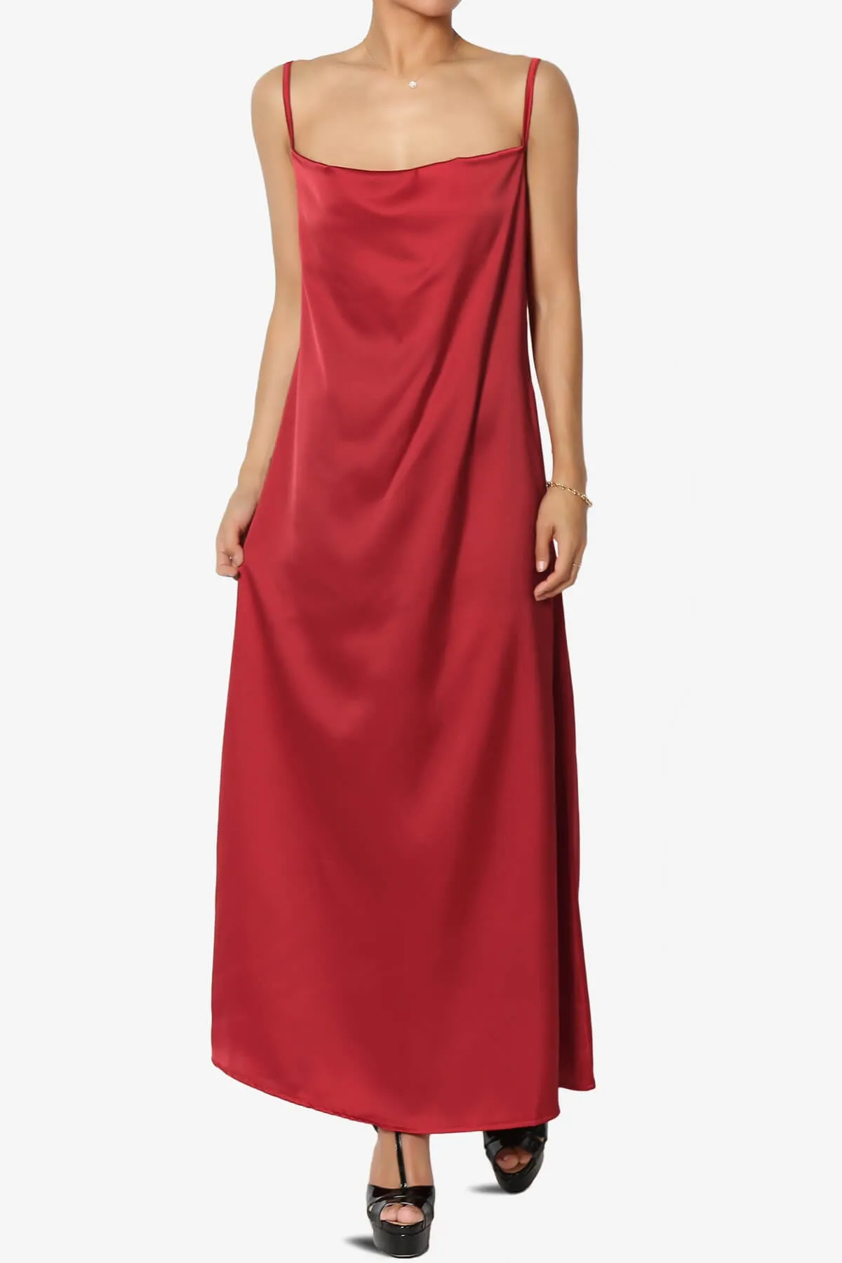 Berkleigh Cowl Neck Satin Slip Long Dress