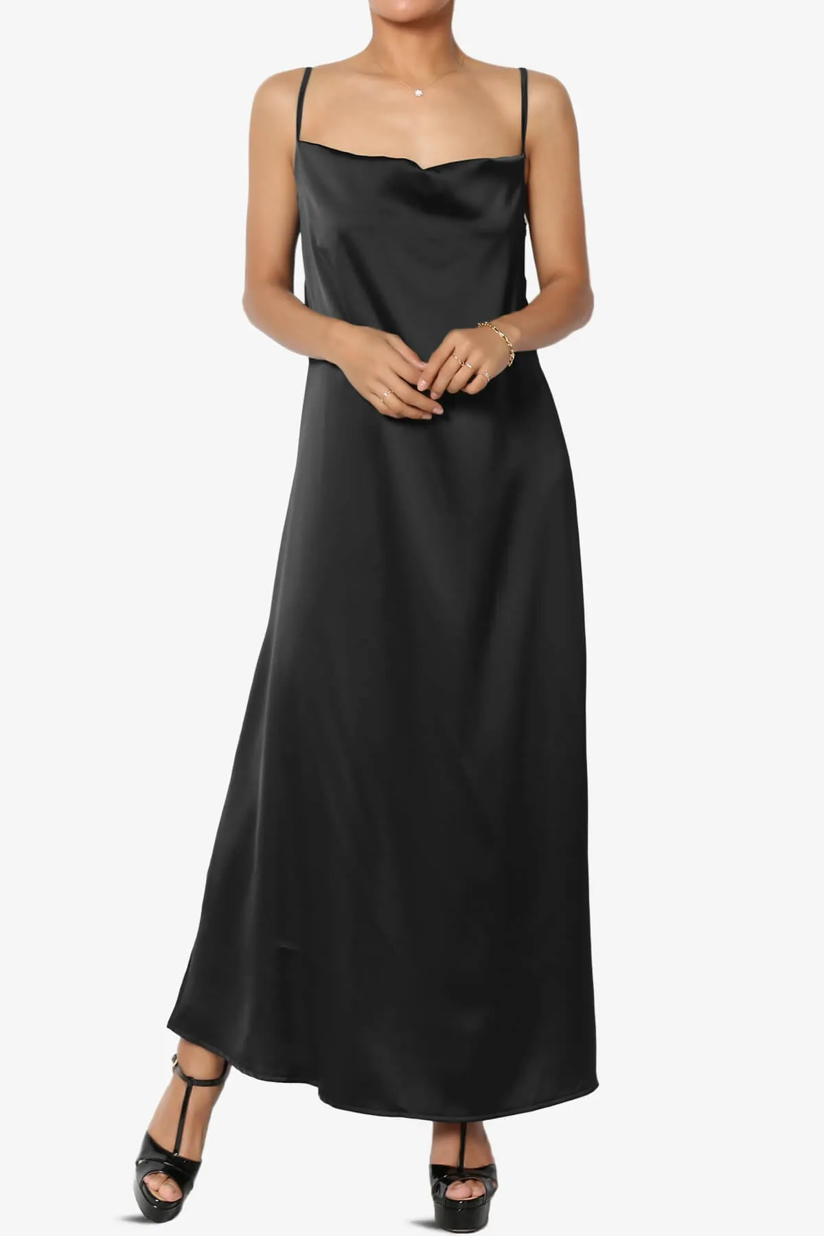Berkleigh Cowl Neck Satin Slip Long Dress