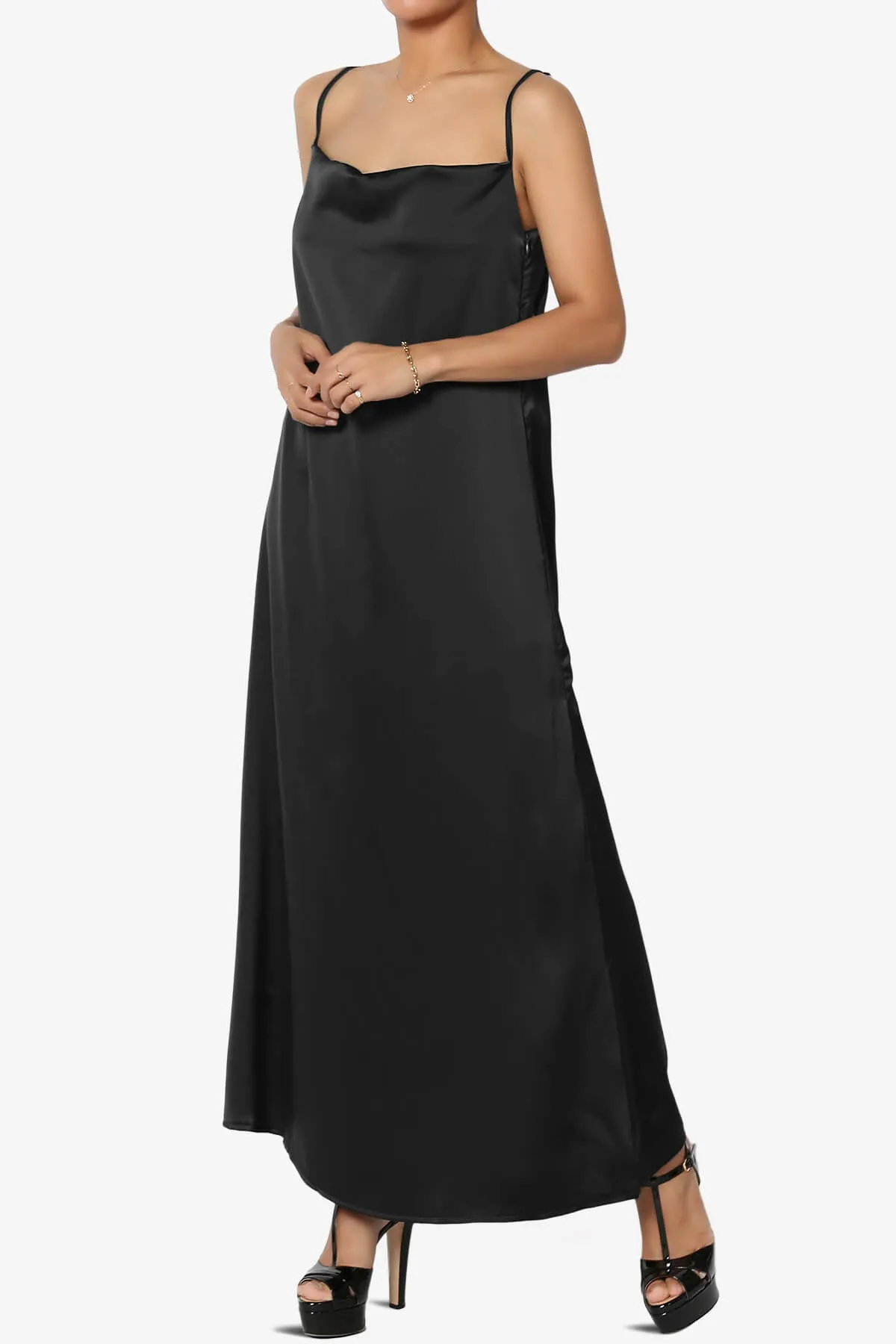 Berkleigh Cowl Neck Satin Slip Long Dress