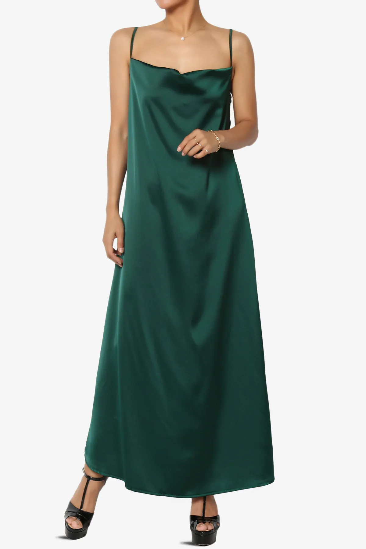 Berkleigh Cowl Neck Satin Slip Long Dress