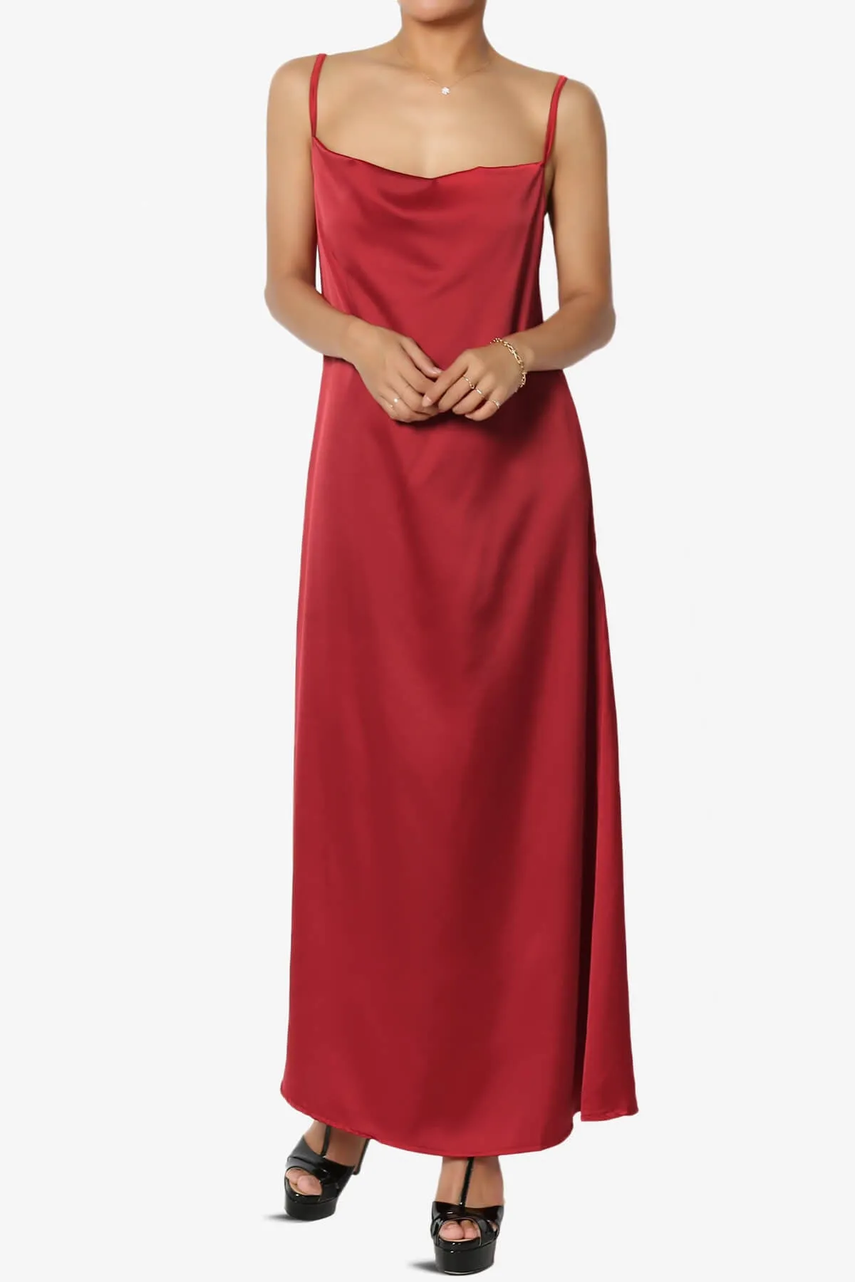 Berkleigh Cowl Neck Satin Slip Long Dress