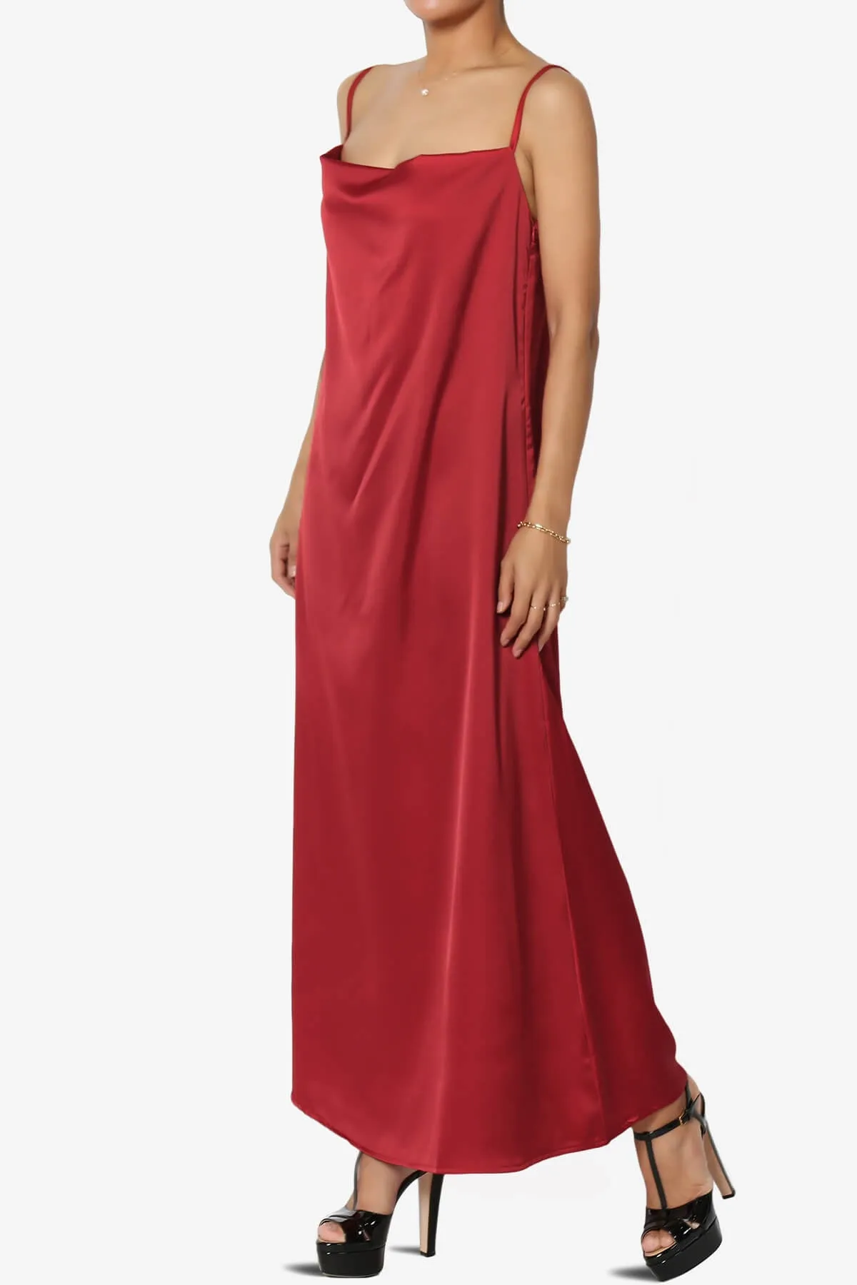 Berkleigh Cowl Neck Satin Slip Long Dress