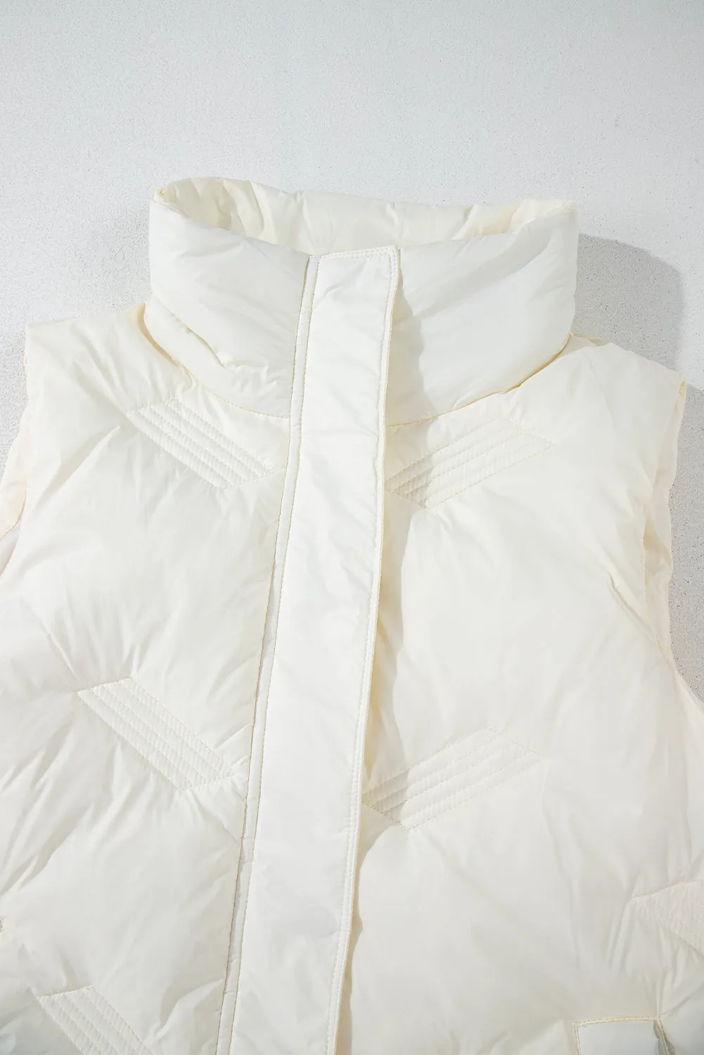 Black Quilted High Neck Zip Up Jacket Vest