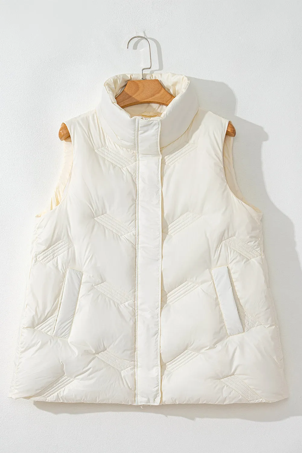 Black Quilted High Neck Zip Up Jacket Vest