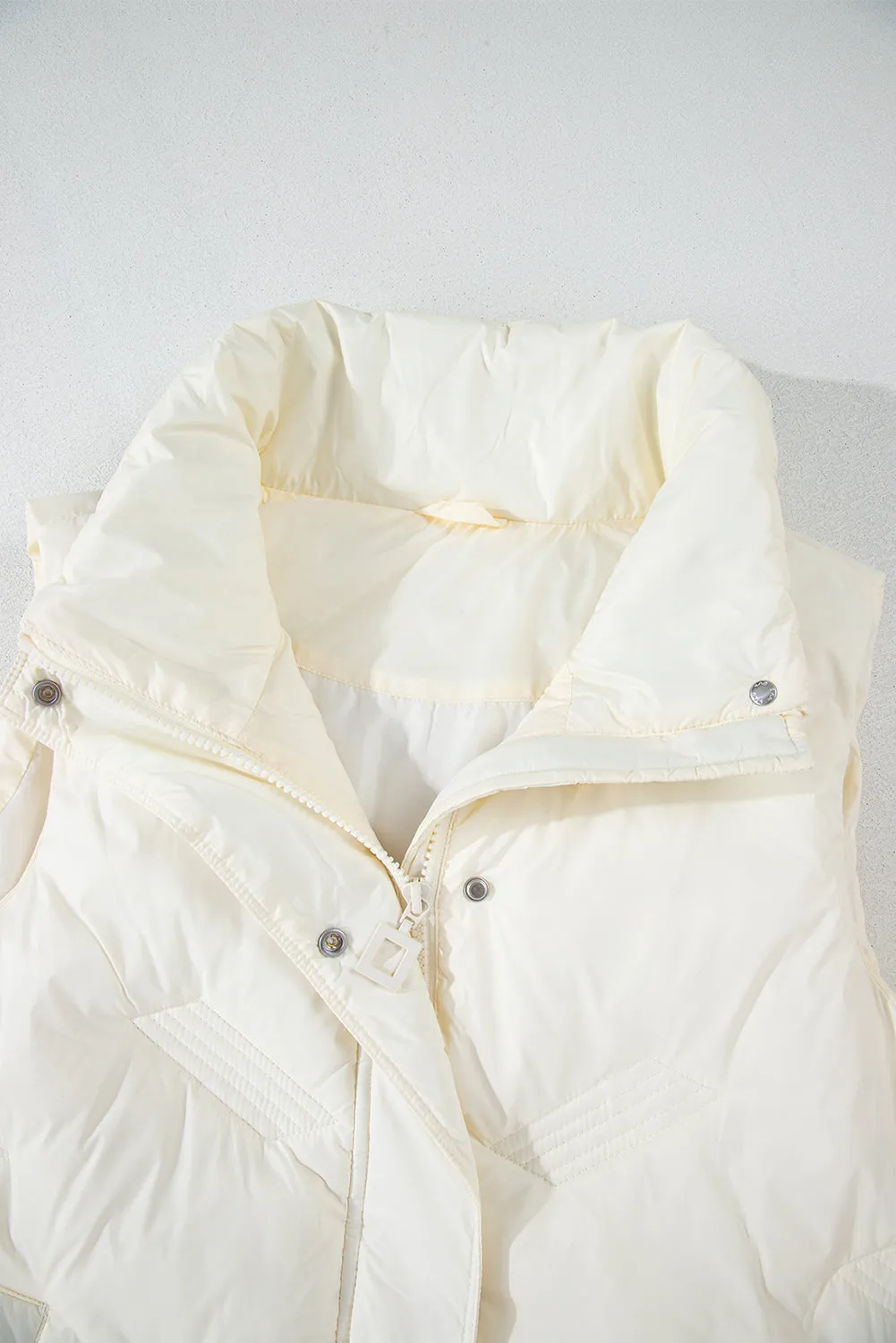 Black Quilted High Neck Zip Up Jacket Vest
