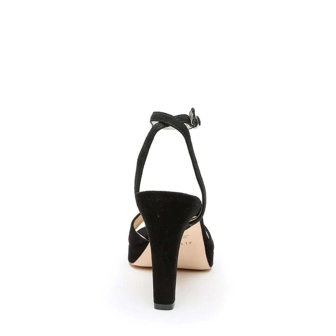 Black Suede Lo Platform   Marilyn Strap