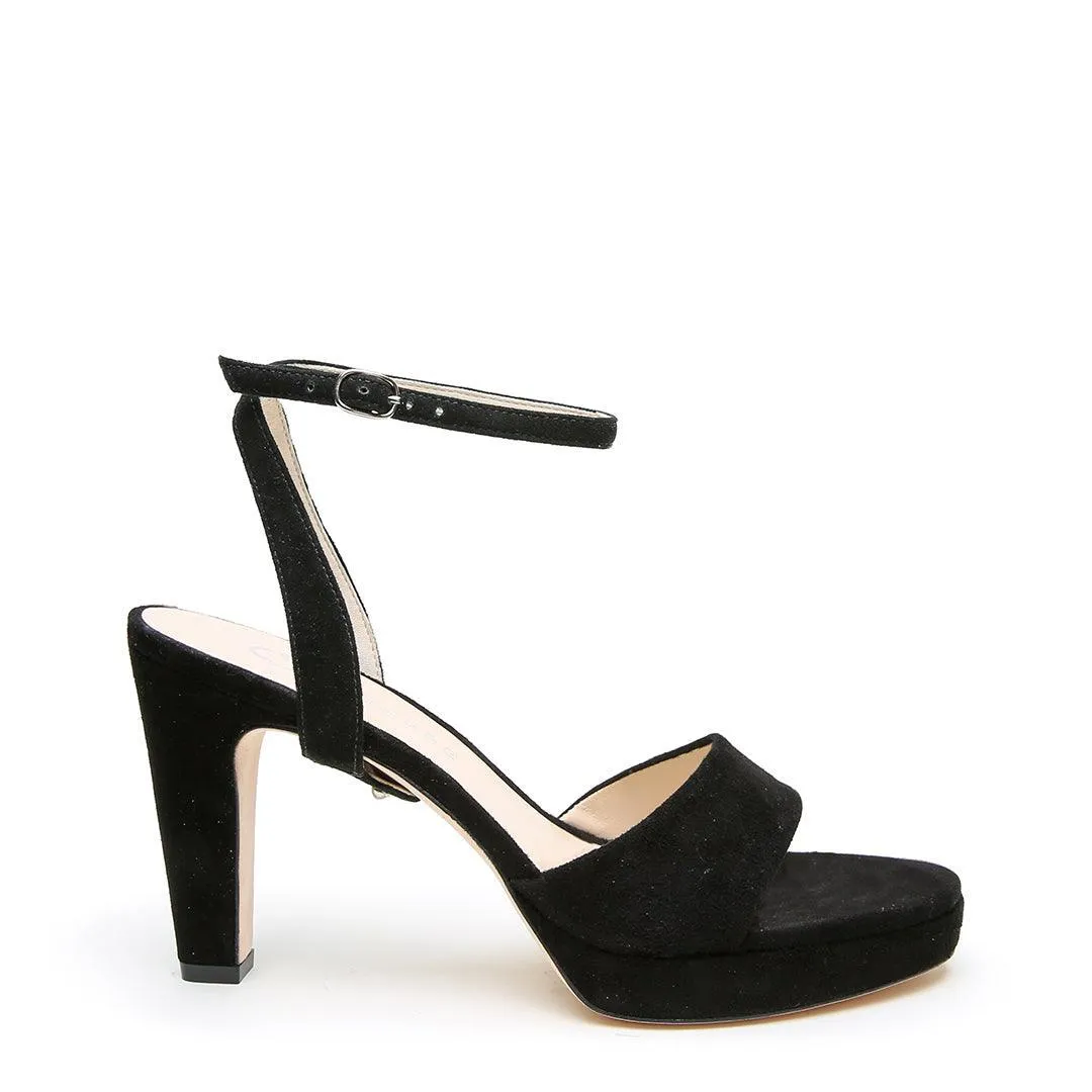 Black Suede Lo Platform   Marilyn Strap