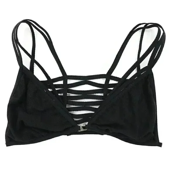 Black Triangle Bralette Size XS Sporty T Shirt Bra Summer V Neck‎ Bralette