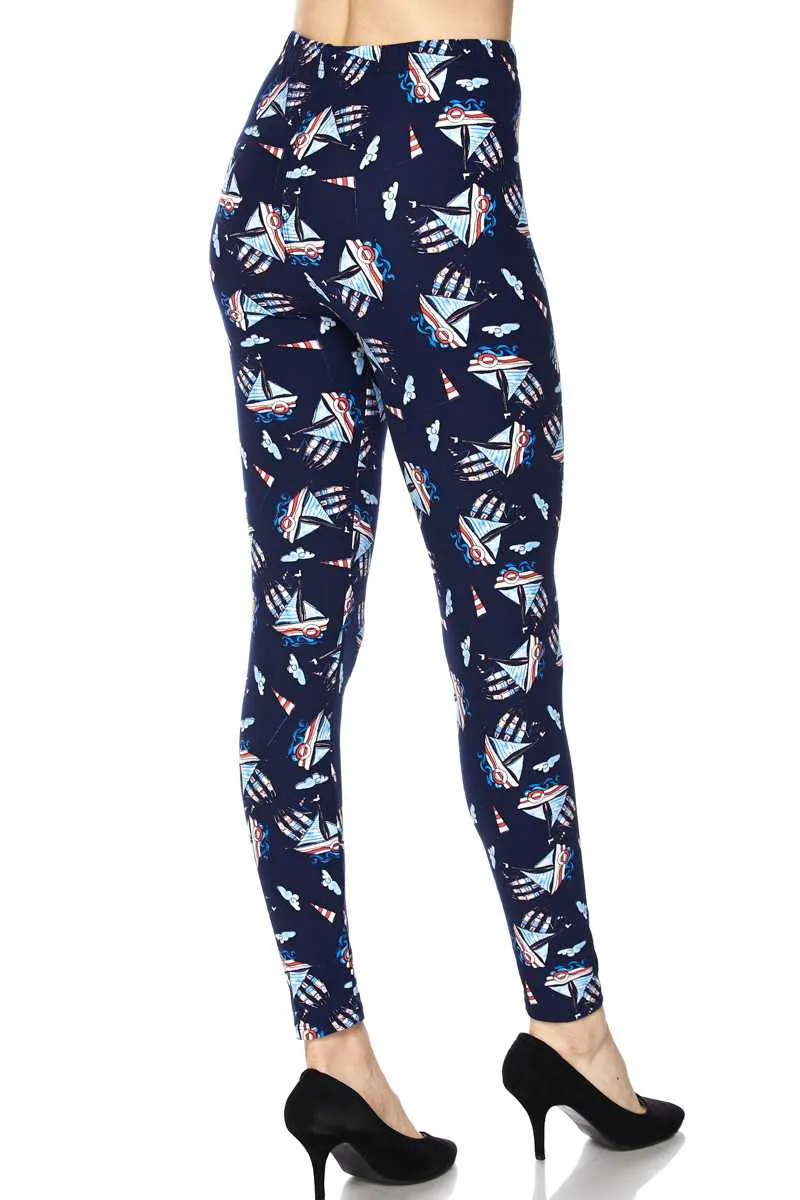 Bon Voyage - Red, White & Blue Plus Size Leggings