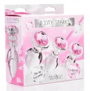 Booty Sparks Pink Gem Glass Anal Plug - Set