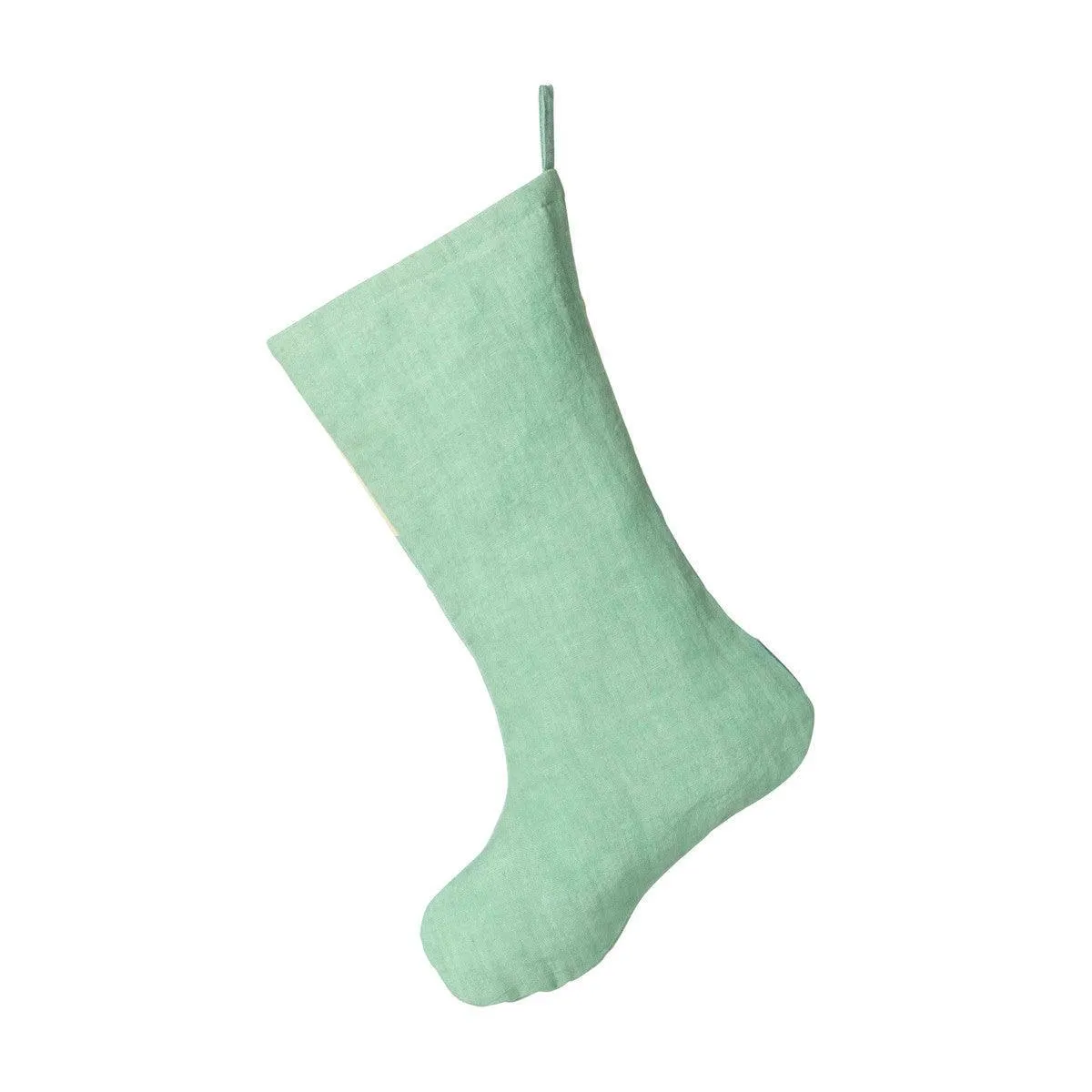 Cabin Bear Appliqued Linen Stocking