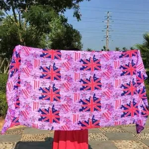 Casual Union Flag and Star Pattern Long Scarf - Light Purple