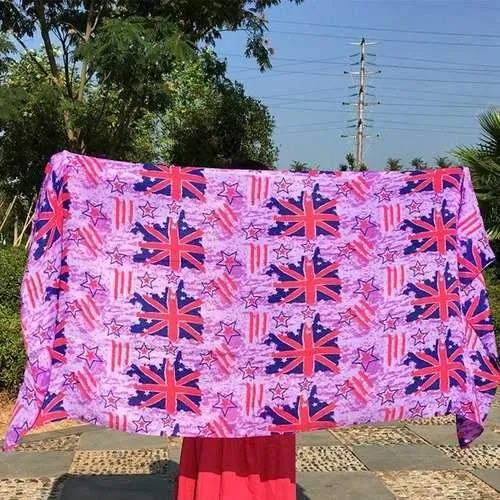 Casual Union Flag and Star Pattern Long Scarf - Light Purple