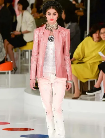 Chanel Resort 2016 Pink White Tweed Tank Top