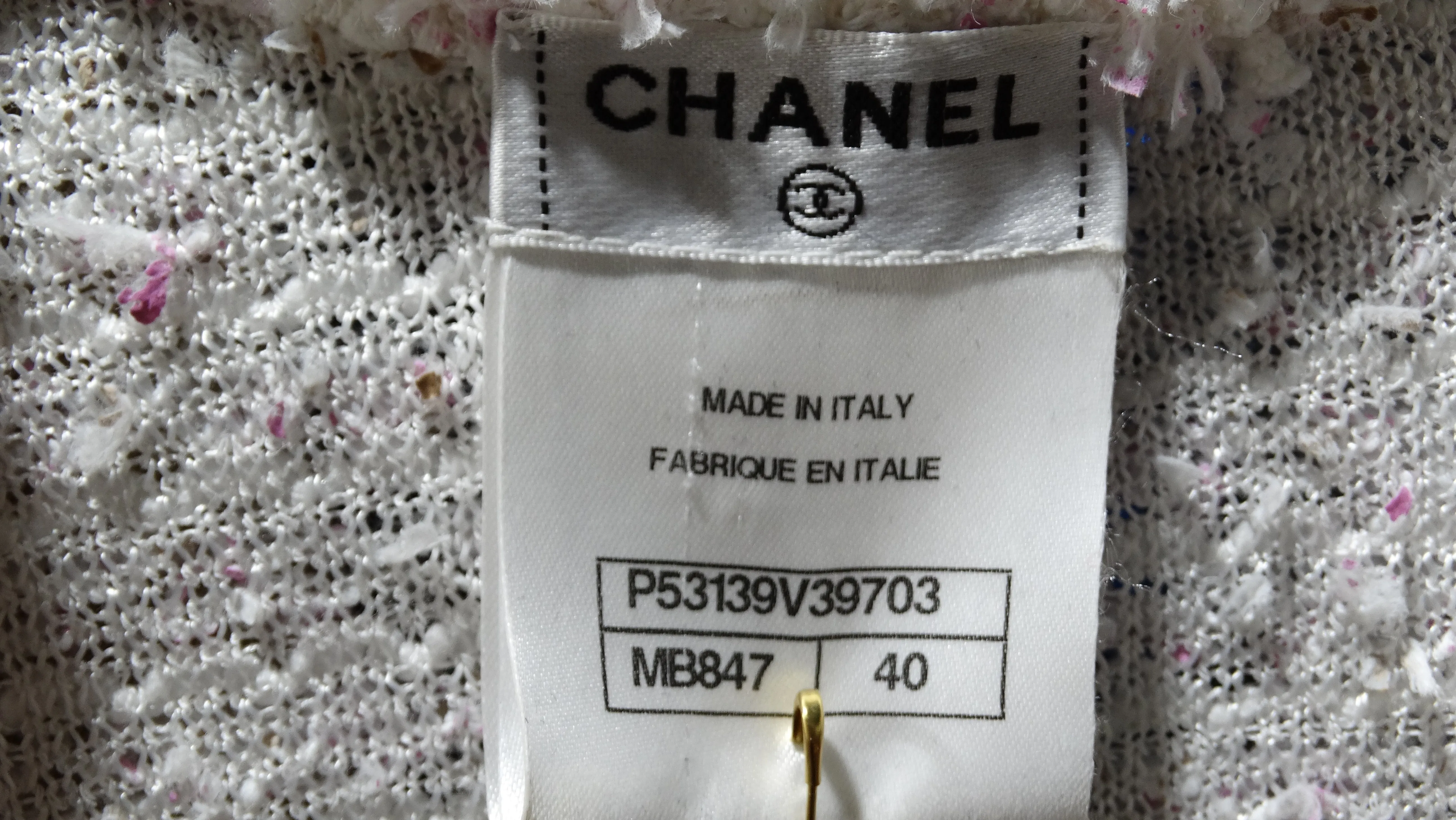 Chanel Resort 2016 Pink White Tweed Tank Top