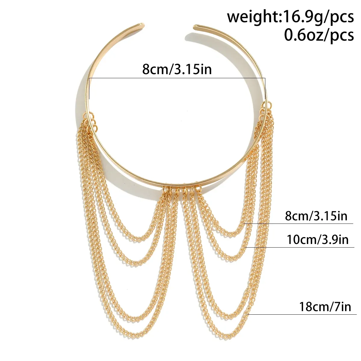 Charm Tassels Chain Pendant Open Adjustable Arm Bracelet