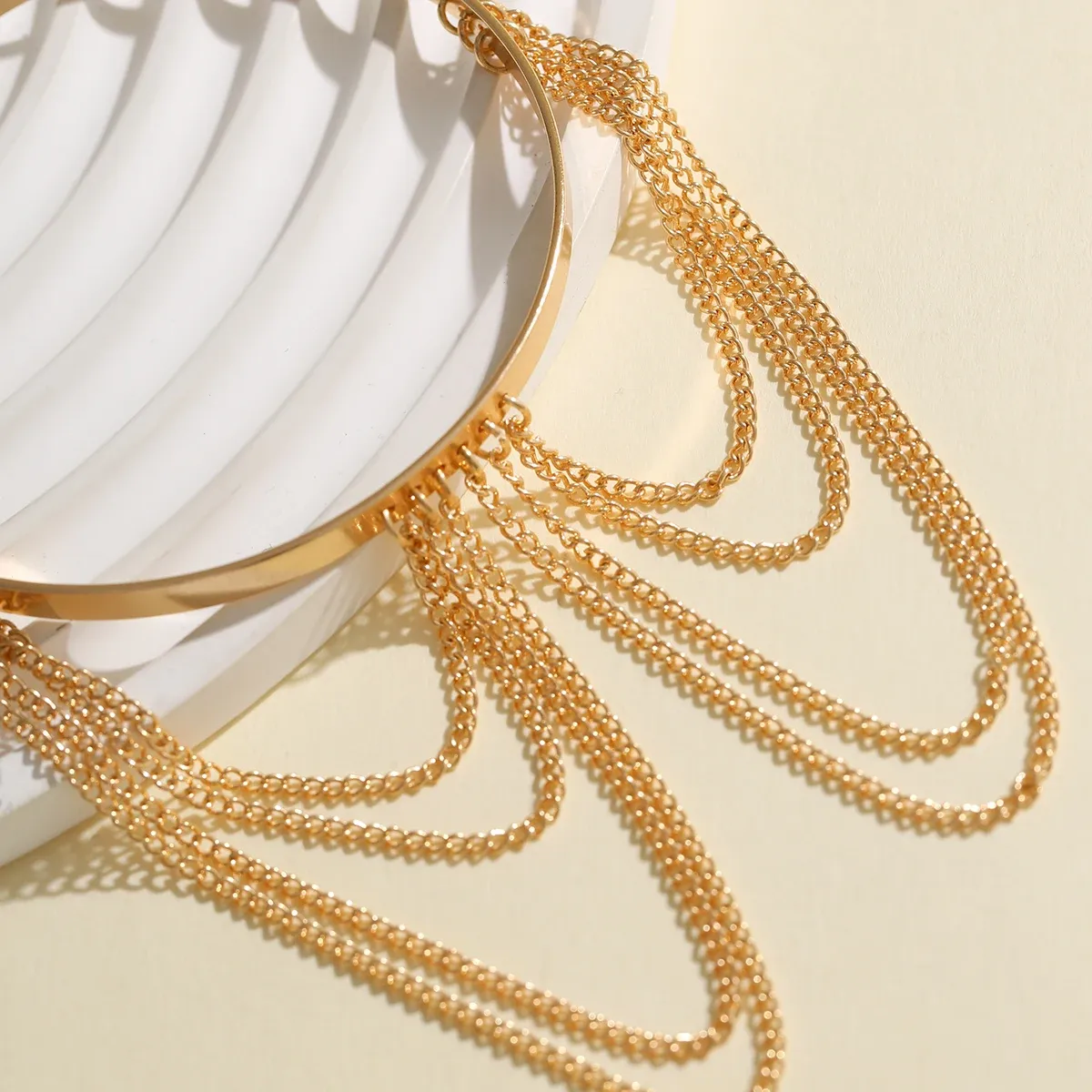 Charm Tassels Chain Pendant Open Adjustable Arm Bracelet