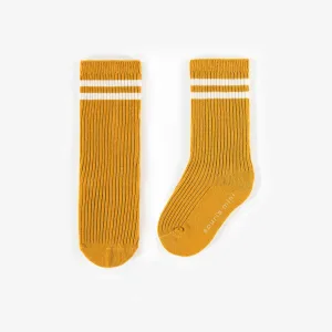Chaussettes longues de couleur jaune, bébé || Long yellow colored socks, baby