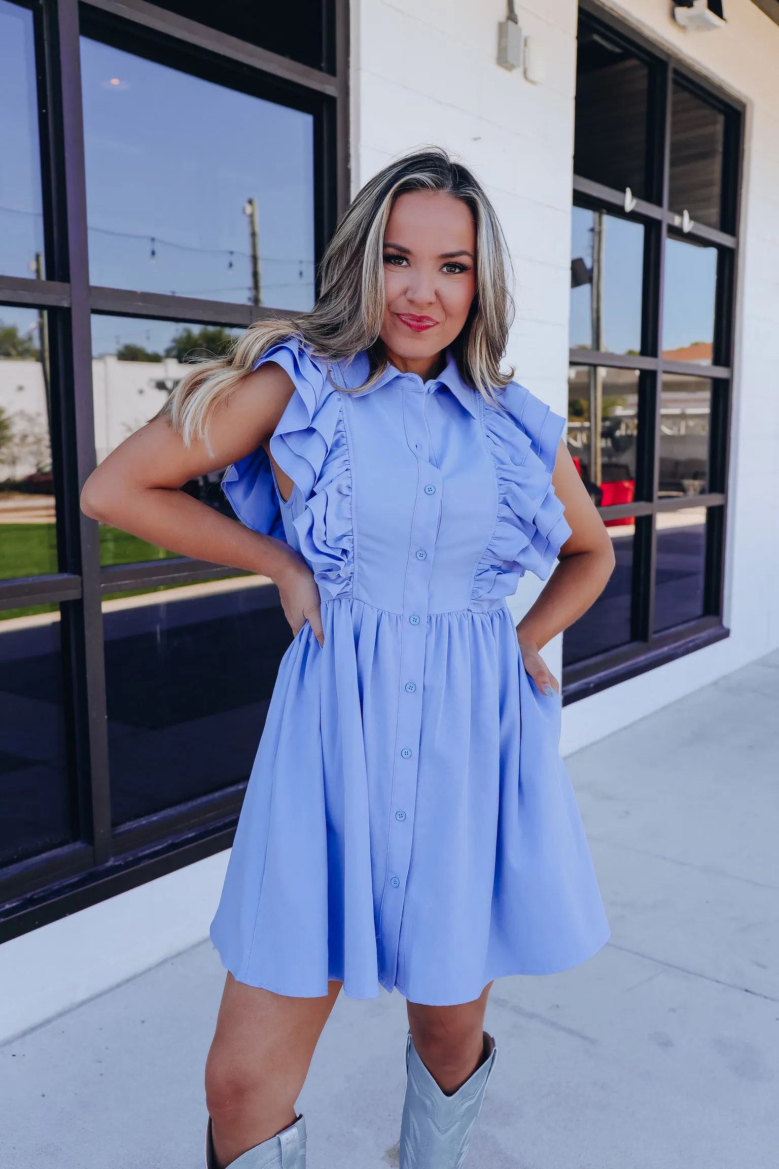 Chic Harmony Ruffle Mini Dress - Periwinkle
