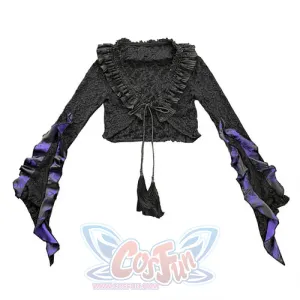 Chinese Style Summer Fringe Black Lace Top