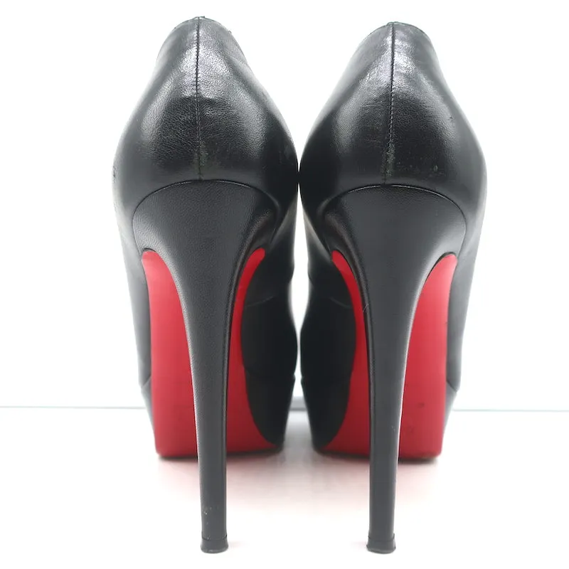 Christian Louboutin Bianca 120 Platform Pumps Black Leather Size 38