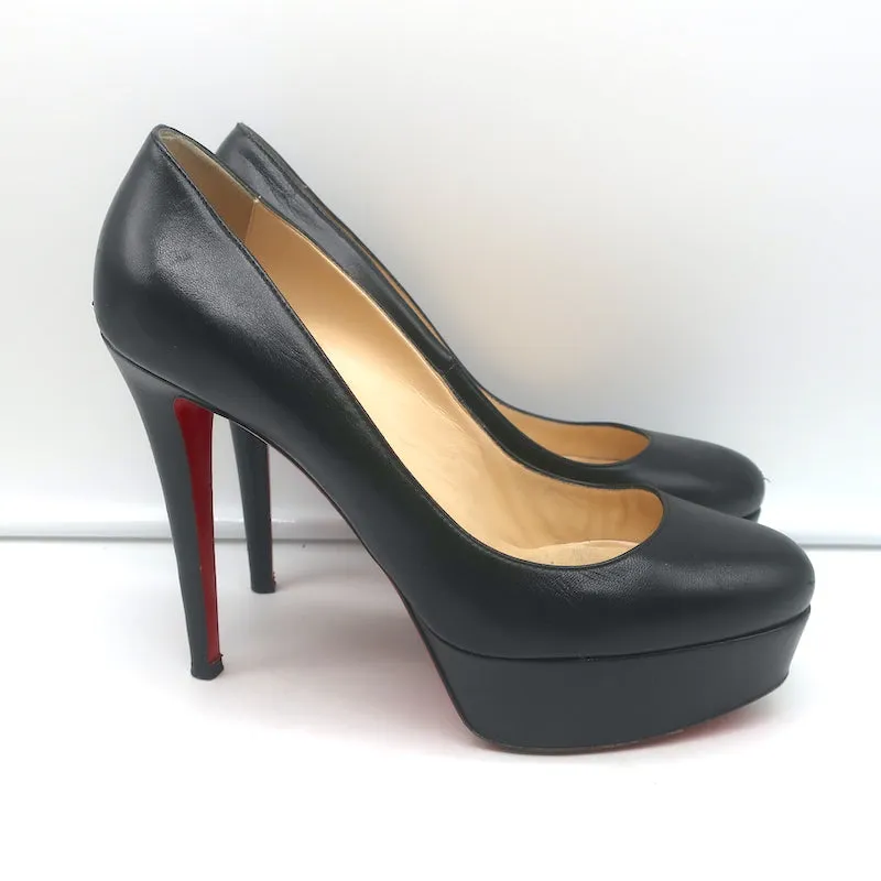 Christian Louboutin Bianca 120 Platform Pumps Black Leather Size 38