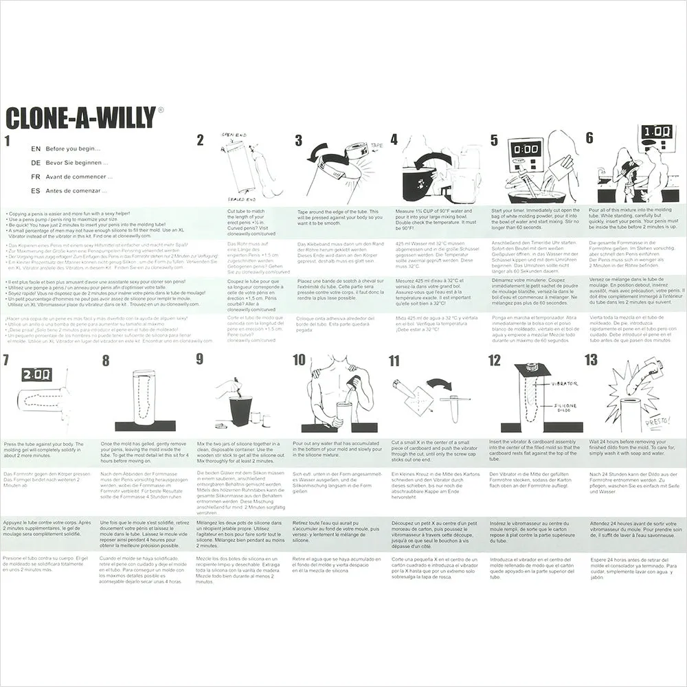 Clone-A-Willy Blue Glow In The Dark Vibrating Kit