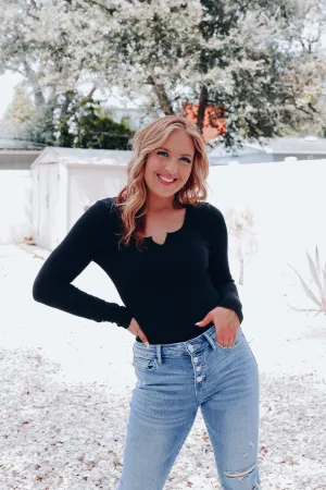 Closet Staple Ribbed Bodysuit - Black
