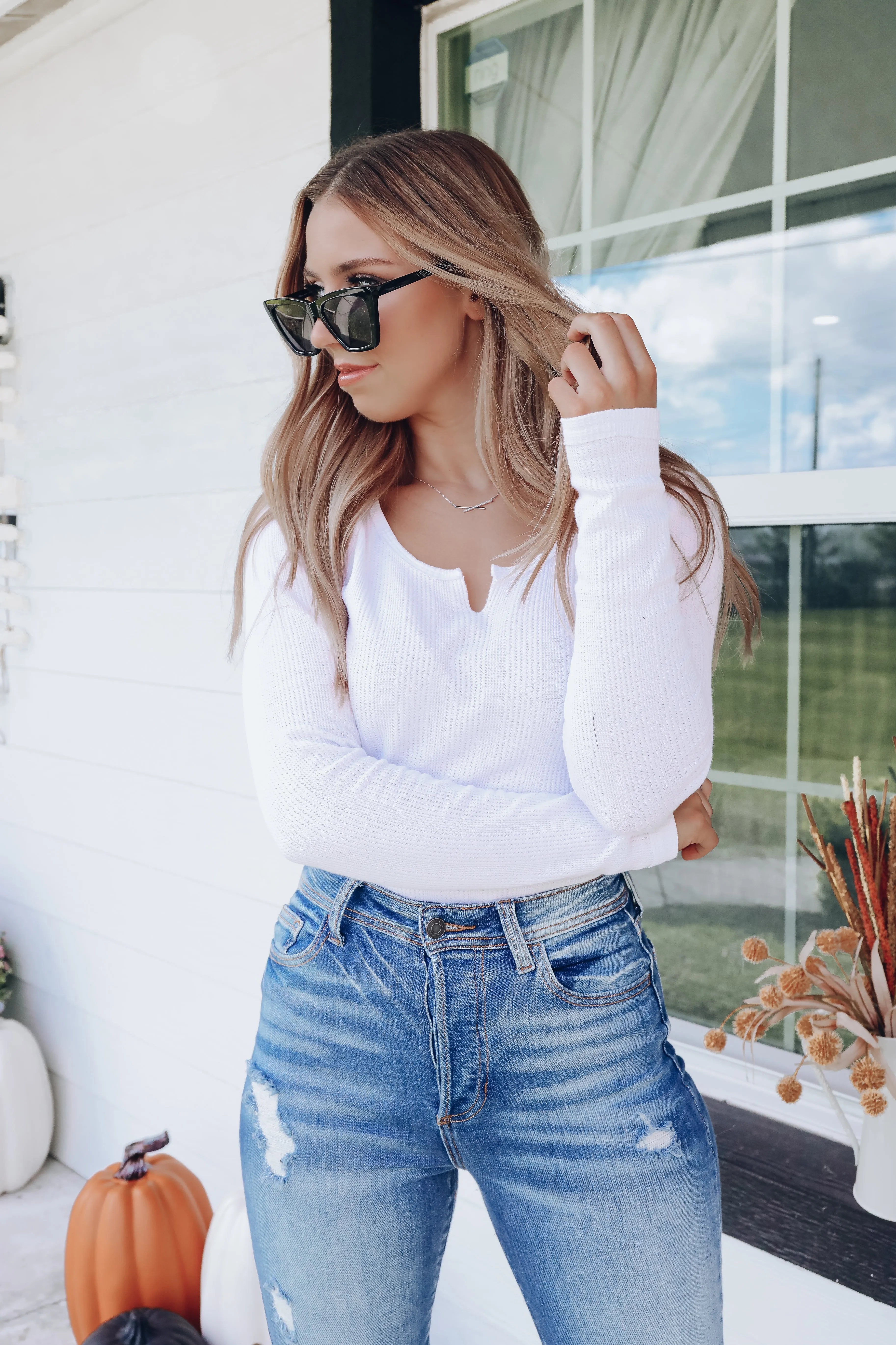 Closet Staple Ribbed Bodysuit - White