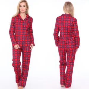 Cozy Red plaid flannel pj set