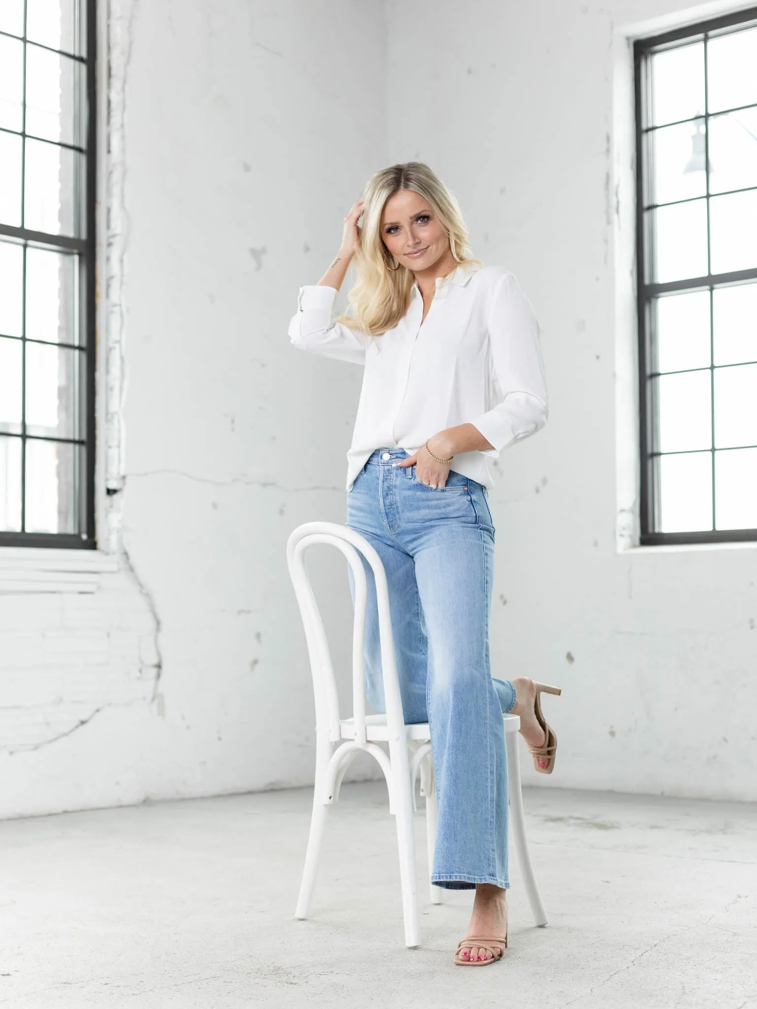 Current Air 3/4 Sleeve Button Down Shirt