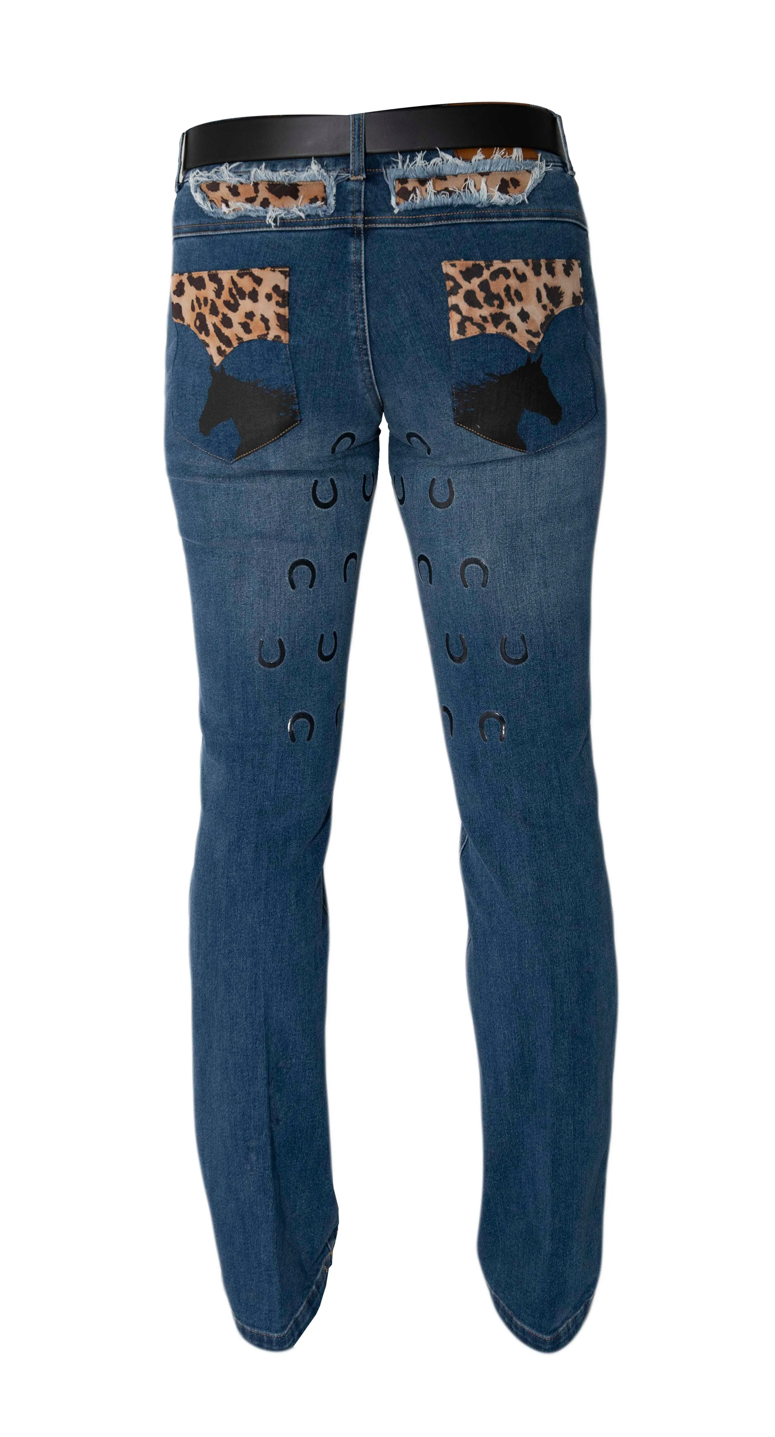 Curvy Mare | Western Boot Cut Jeans | Leopard Print