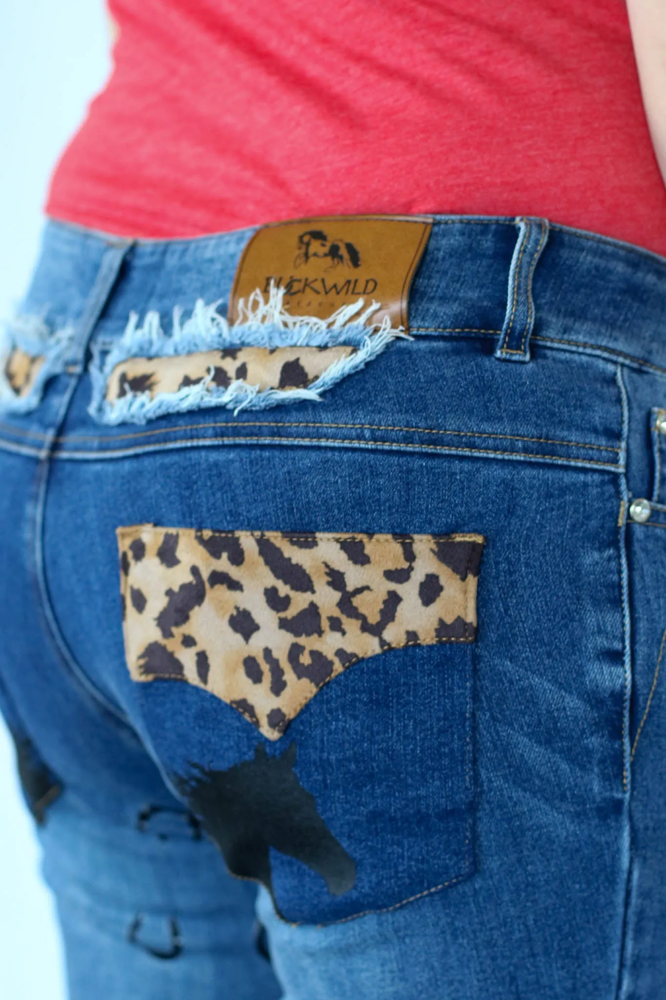 Curvy Mare | Western Boot Cut Jeans | Leopard Print