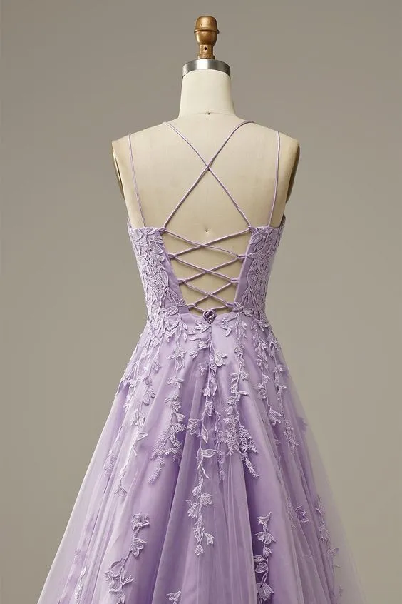 Custom Made 2024 Lace Lilac Prom Dresses violet purple Long Evening Dress
