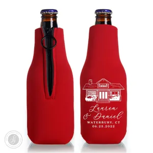 Custom Venue Illustration - Collapsible Foam Zippered Bottle Cooler #191Z