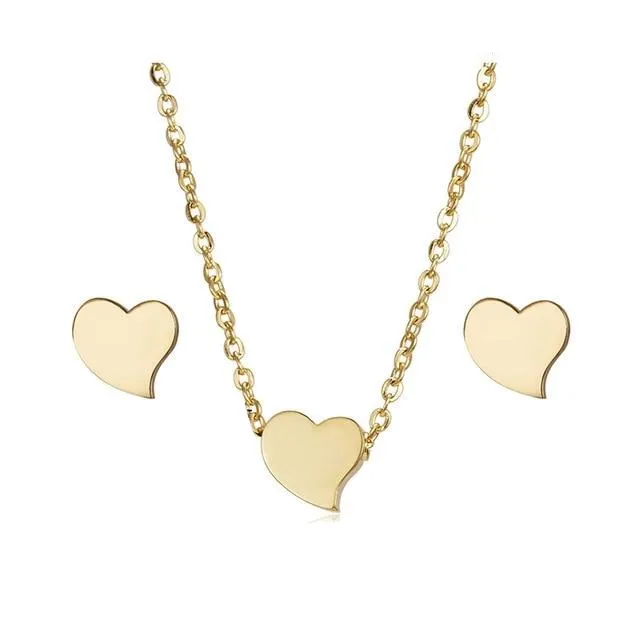 Cute Cat Butterfly  8 Stars Heart Pendant Jewelry Set Necklace Earrings Set