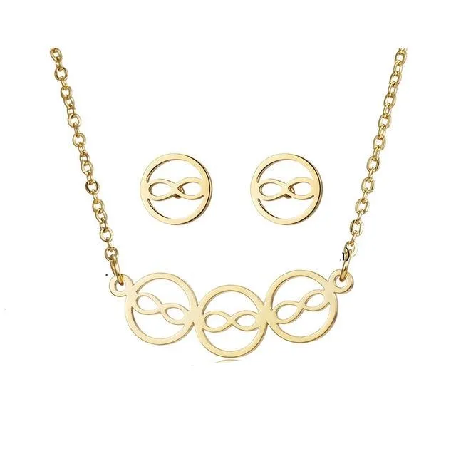 Cute Cat Butterfly  8 Stars Heart Pendant Jewelry Set Necklace Earrings Set