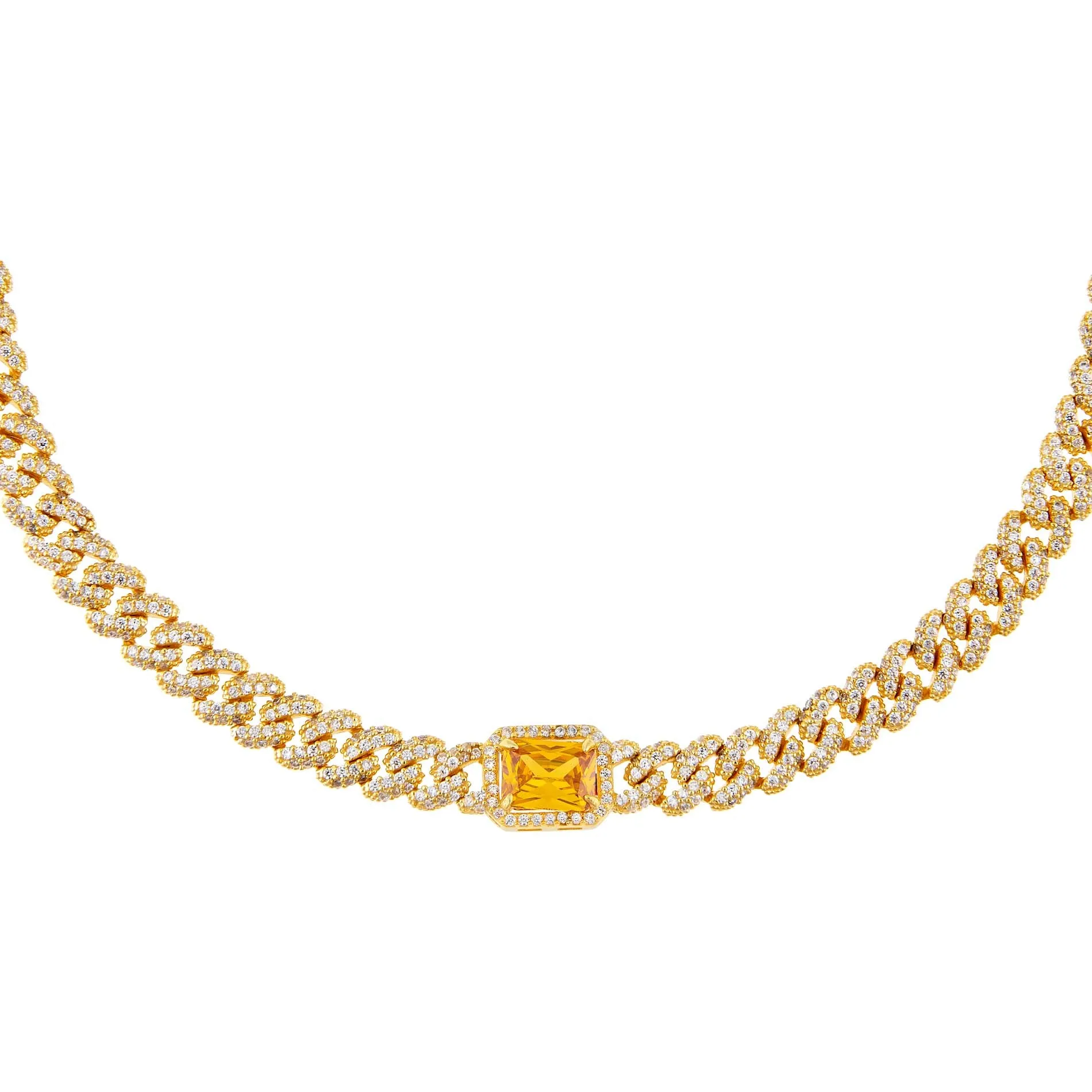 CZ Colored Baguette Chain Link Choker