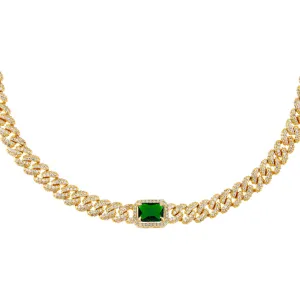 CZ Colored Baguette Chain Link Choker