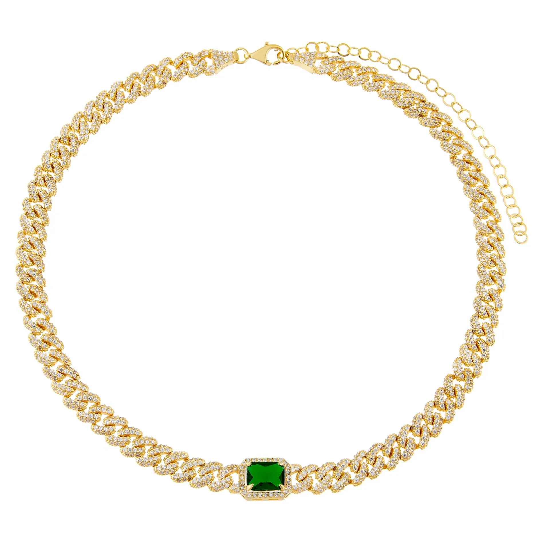 CZ Colored Baguette Chain Link Choker