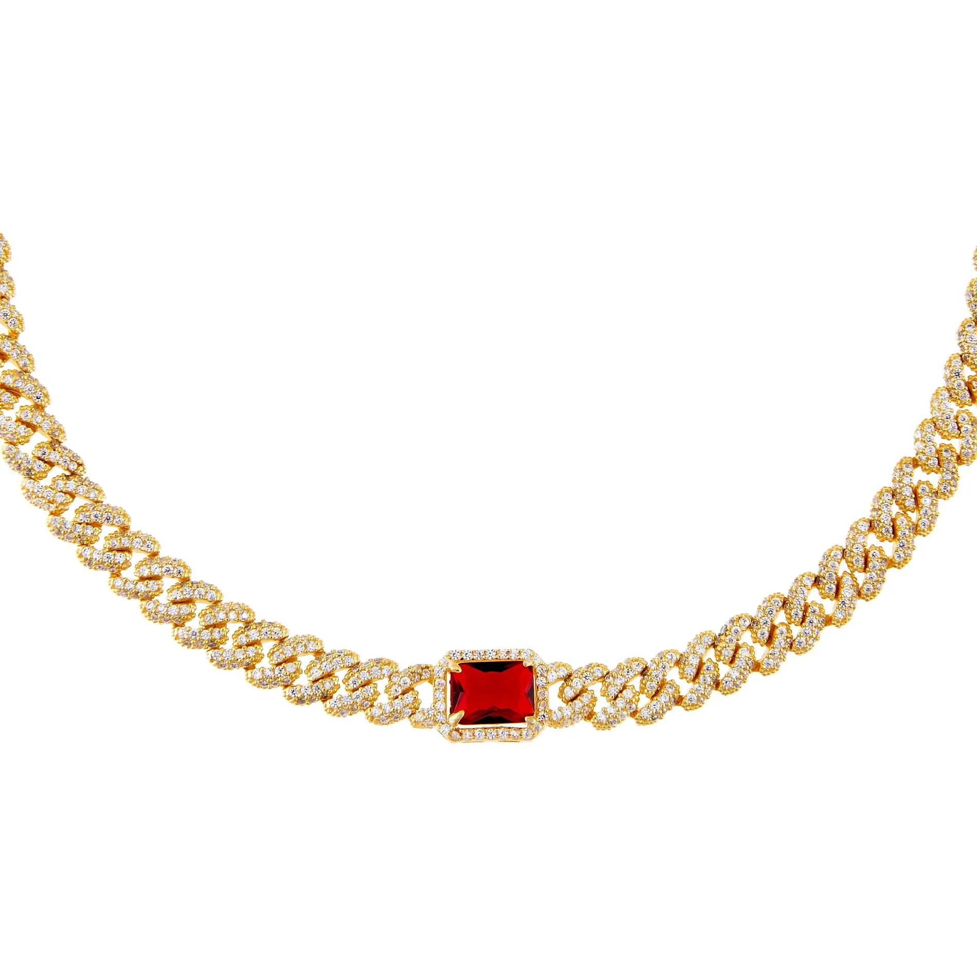 CZ Colored Baguette Chain Link Choker