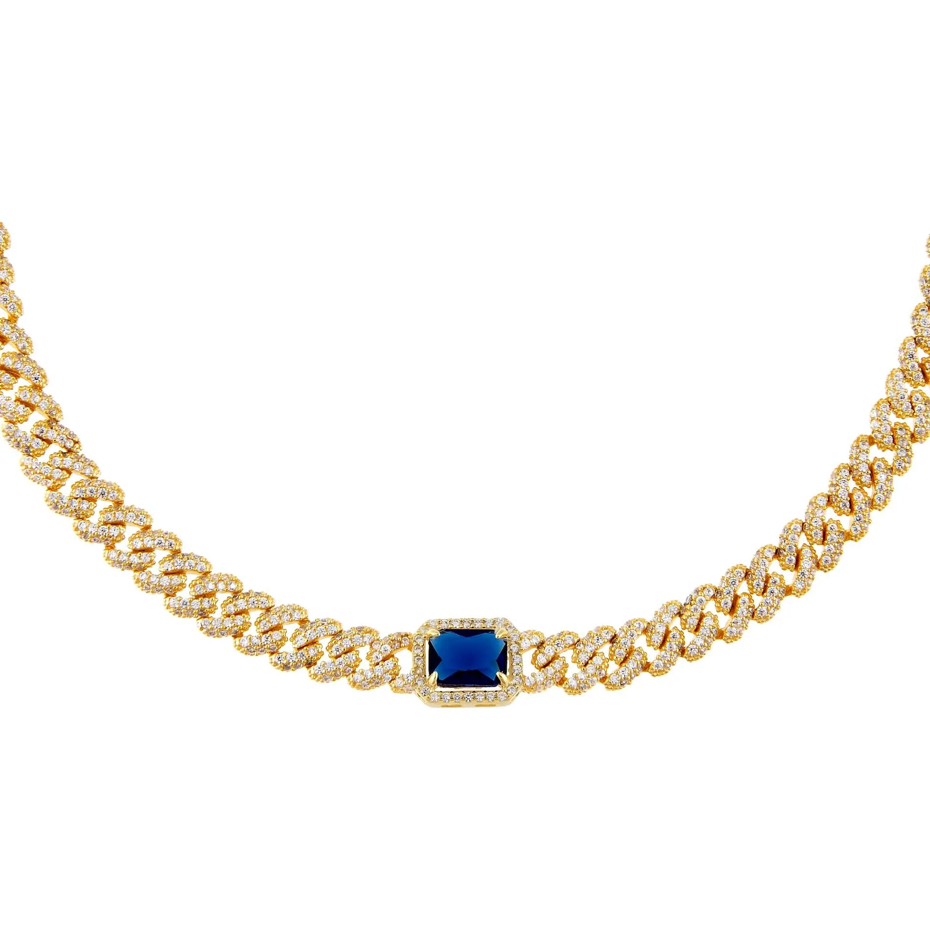 CZ Colored Baguette Chain Link Choker