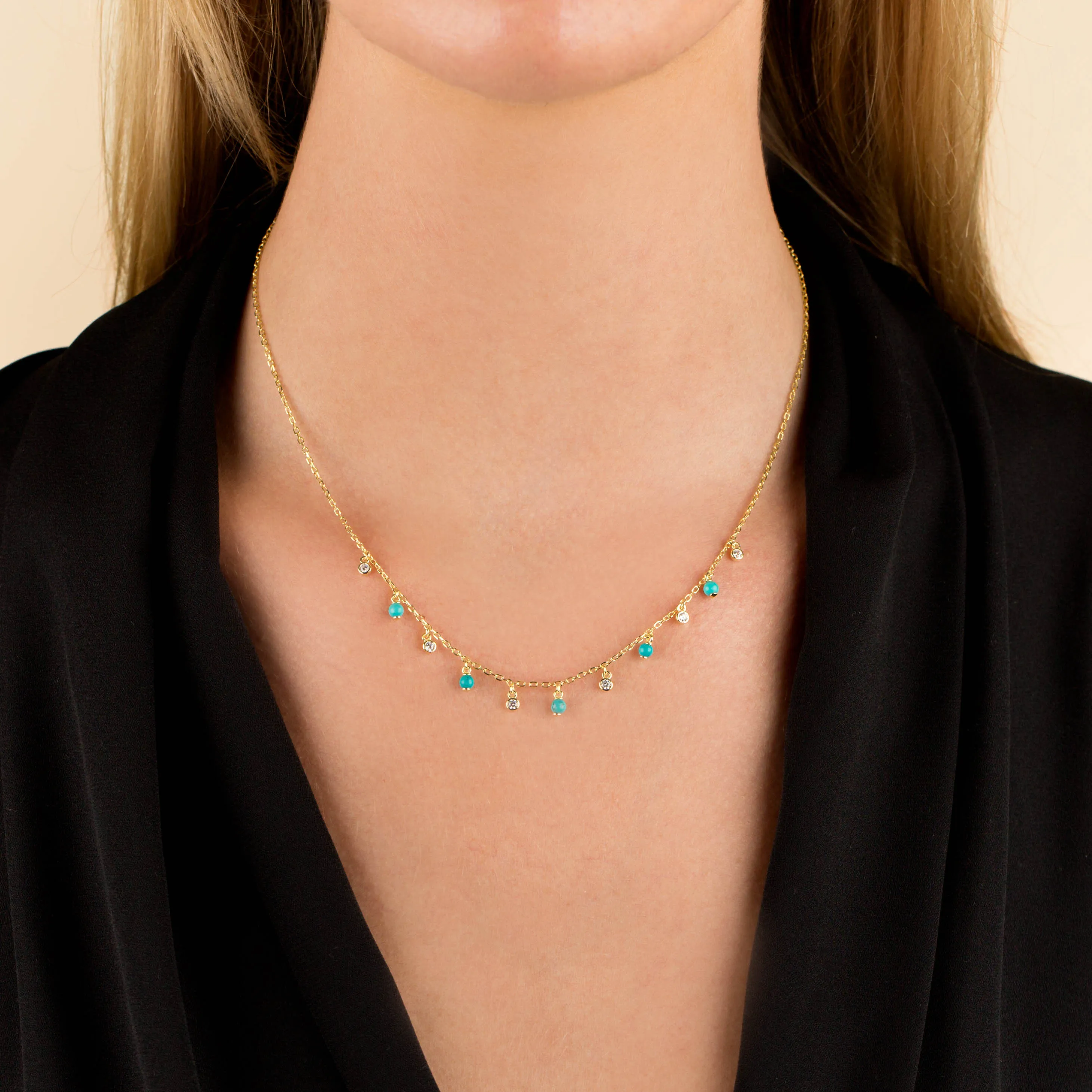 CZ Colored Teardrop Necklace