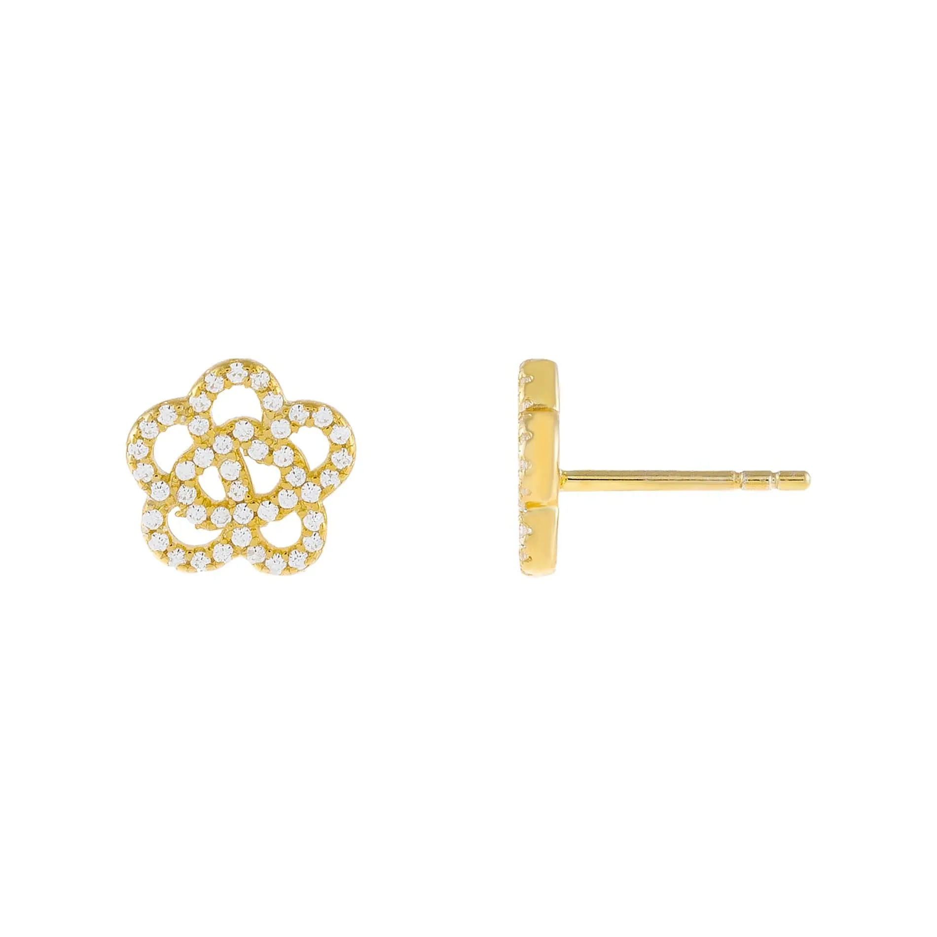 CZ Rose Flower Stud Earring