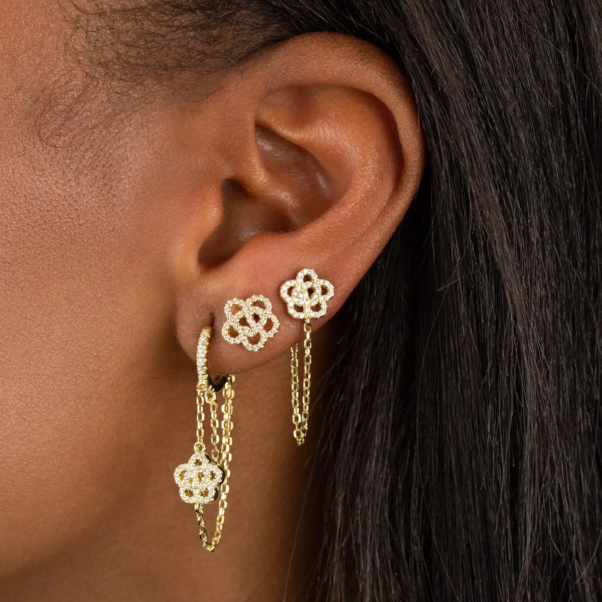 CZ Rose Flower Stud Earring