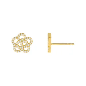 CZ Rose Flower Stud Earring